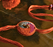 Dhokra Brass ❂ Handmade Bhabhi Rakhi - Orange