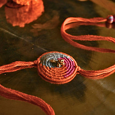 Dhokra Brass ❂ Handmade Bhabhi Rakhi - Orange