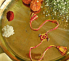 Dhokra Brass ❂ Handmade Bhabhi Rakhi - Braided