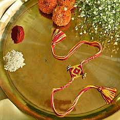 Dhokra Brass ❂ Handmade Bhabhi Rakhi - Braided