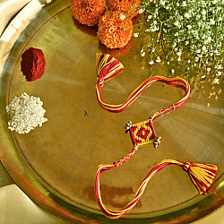 Dhokra Brass ❂ Handmade Bhabhi Rakhi - Braided