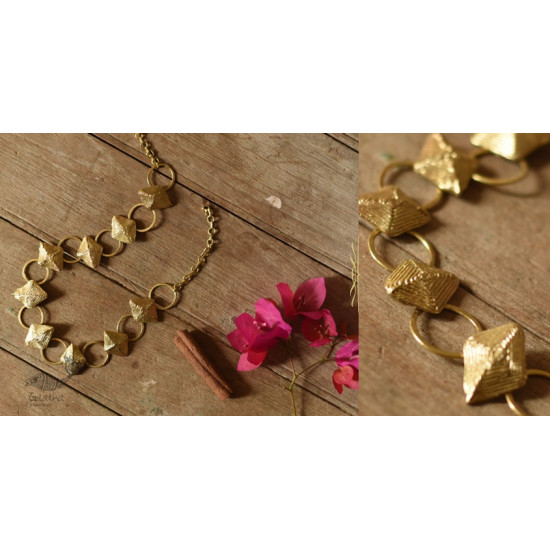 handmade Brass Dhokra Necklace - Diamond & Circle