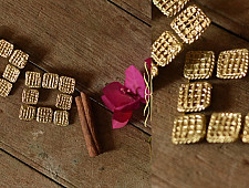 Prabha . प्रभा ❄ Handmade Brass Dhokra Square Stud Earring 