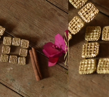 Prabha . प्रभा ❄ Handmade Brass Dhokra Square Stud Earring 