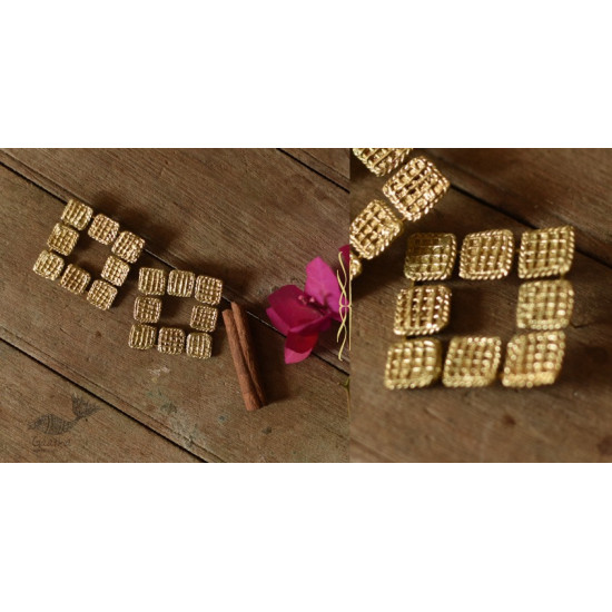 shop Handmade Brass Dhokra Square Stud Earring