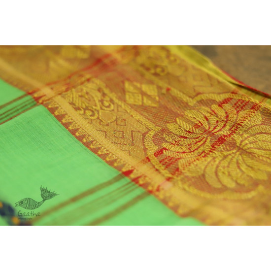 मलय ✽ Handloom Cotton Zari Saree With Buti ✽ 20