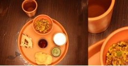 Mittihub ☢ Terracotta ☢ Dinner Set - ( 2 small bowls, 1 glass & 1 thali )