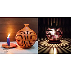 Mittihub ☢ Terracotta ☢ Tea Light Holder - Semi Oval Rectangle Cuts 
