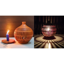 Mittihub ☢ Terracotta ☢ Tea Light Holder - Semi Oval Rectangle Cuts 