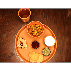 Mittihub ☢ Terracotta ☢ Dinner Set - ( 2 small bowls, 1 glass & 1 thali )