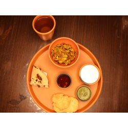 Mittihub ☢ Terracotta ☢ Dinner Set - ( 2 small bowls, 1 glass & 1 thali )