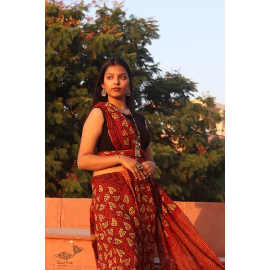 Shop online cotton block printed saree