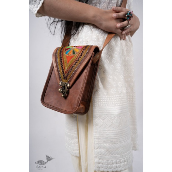 online embroidered leather hand bag