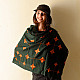 Shop Hand Embroidered Phulkari Soft Wool Shawl - Bottle Green