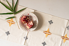 Nabha . नाभा ~ Hand Embroidered Phulkari Table Runner- Off White