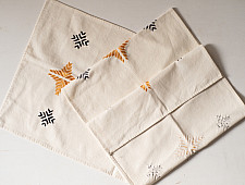 Preet ~ Hand Embroidered Phulkari Table Runner- Off White