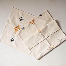 Preet ~ Hand Embroidered Phulkari Table Runner- Off White