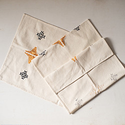 Nabha . नाभा ~ Hand Embroidered Phulkari Table Runner- Off White