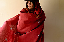 Nabha . नाभा ~ Hand Embroidered Phulkari Cotton Dupatta - Maroon