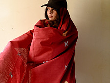 Preet ~ Hand Embroidered Phulkari Cotton Dupatta - Maroon