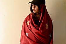 Nabha . नाभा ~ Hand Embroidered Phulkari Cotton Dupatta - Maroon