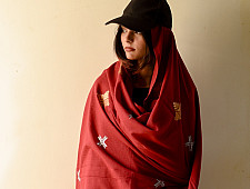 Preet ~ Hand Embroidered Phulkari Cotton Dupatta - Maroon