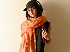 Preet ~ Hand Embroidered Phulkari Silk Stole - Brown