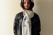 Nabha . नाभा ~ Hand Embroidered Phulkari Woolen Shawl - Ice Blue Color