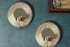 Silver | Wall Sconce With Mirror - Set of 2