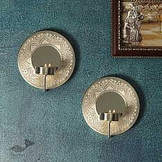 Silver | Wall Sconce With Mirror - Set of 2