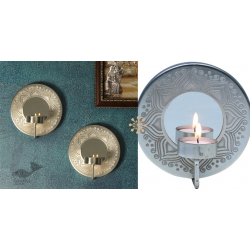 Silver | Wall Sconce With Mirror - Set of 2