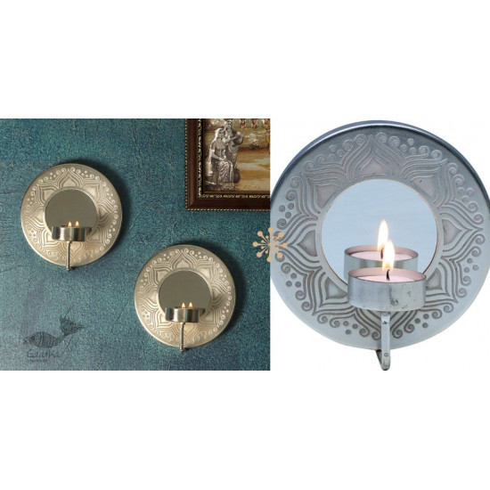 shop online Silver Wall Sconce With Mirror - Set of 2