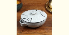 Nakshikathaa | Ceramic Serving Bowl with Lid - Light Blue