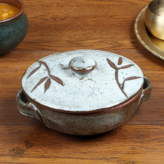 shop Ceramic Serving Bowl with Lid Olive Green