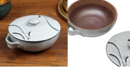 Nakshikathaa | Ceramic Serving Bowl with Lid - Light Blue