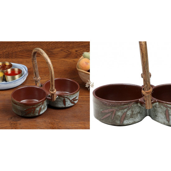 shop Ceramic Serving Bowls With Handle - Olive Green