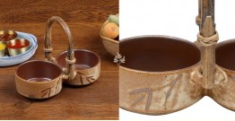 Nakshikathaa |Ceramic Serving Bowls With Handle - Yellow