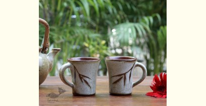 Nakshikathaa | Ceramic Mugs (Set of 2) - Olive Green