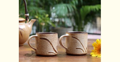 Nakshikathaa | Ceramic Coffee Mugs (Set of 2) - Beige