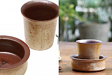 Nakshikathaa | Ceramic Coffee Dabara - Beige