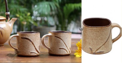 Nakshikathaa | Ceramic Coffee Mugs (Set of 2) - Beige