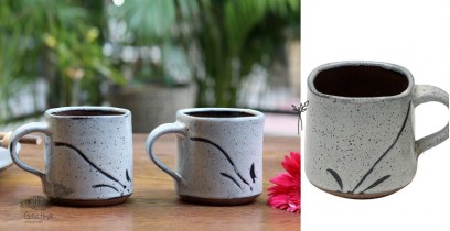 Nakshikathaa | Ceramic Coffee Mugs (Set of 2) - Dark Green