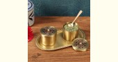 shop online Brass Condiment Jars with Tray and Spoon
