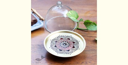 Nakshikathaa ✠ Brass Cake Stand with Glass Cloche ( Three Color Options )