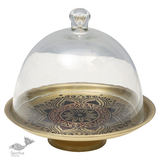 shop online Brass Cake Stand with Glass Cloche 