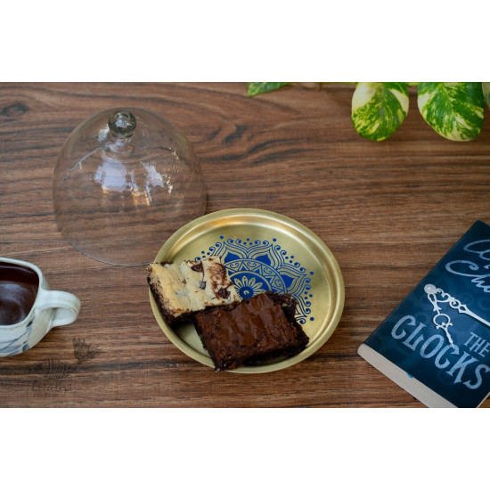 shop online Brass Cake Stand with Glass Cloche 