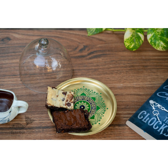 shop online Brass Cake Stand with Glass Cloche 