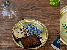 Nakshikathaa ✠ Brass Cake Stand with Glass Cloche ( Three Color Options )