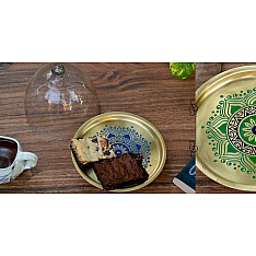 Nakshikathaa ✠ Brass Cake Stand with Glass Cloche ( Three Color Options )