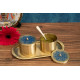 shop online Brass Condiment Jars with Tray and Spoon